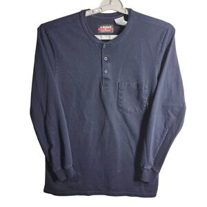 Bulwark FR Flame Resistant Long Sleeve Henley Work Shirt Navy Blue M-RG